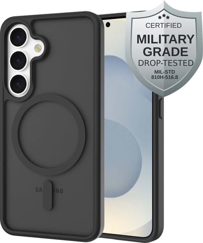 Cazy hoesje geschikt voor Samsung Galaxy S25 Hoesje geschikt voor MagSafe - Military Grade Backcover - Zwart