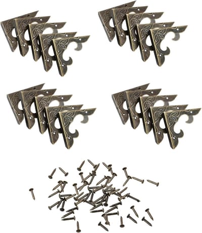 Set van 20 Retro Vintage Metalen Hoekbeschermers met Schroeven - Antiek Bruin Decoratieve Hoek voor Boeken, Albums en Sieraden Dozen