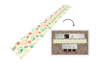 Keukenloper - Keukenmat - Schelpen - Zeester - Strand - Vintage - Patroon - 400x50 cm - Keuken vloerkleed