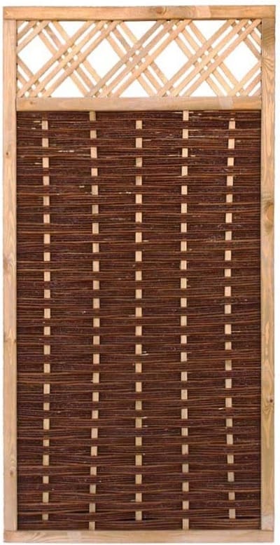 Rietenhek met Venster - Wilgenscherm Zichtscherm - Tuin Afschermen - Gekookte Wilgentakken - 180 x 90 cm - Bruin
