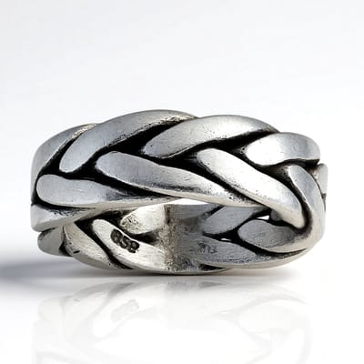 Cavill - Zilveren ring - 925 Sterling Zilver - Gevlochten breed patroon - Elegante en veelzijdige dames ring - Nan Collectie