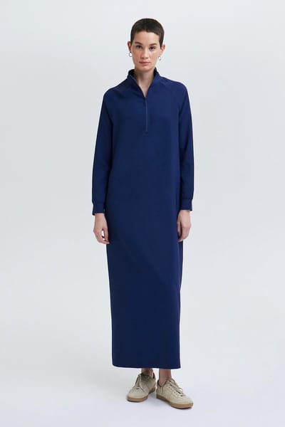 Touché Privé - Crepe jurk met hoge nek - Marine - Dames