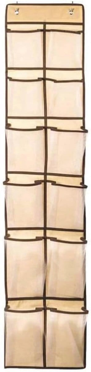 Allecto - Schoenen Opbergzak - 12 Compartimenten - Ruimtebesparend Design - Beige - Organizer voor Schoenen - Geschikt voor Thuis - Kleur Beige