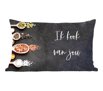 Sierkussens - Kussentjes Woonkamer - 60x40 cm - Ik kook van jou - Partner - Quotes - Spreuken - Kruiden