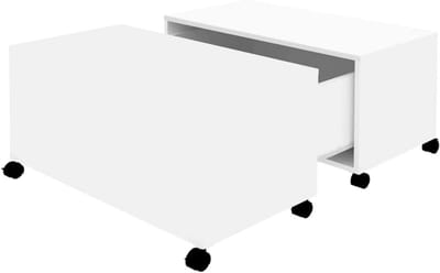 Salontafel - Koffietafel - Woonkamer Meubel - Verstelbaar Opbergvak - 75x75x38 cm - Wit