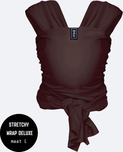 ByKay Stretchy Deluxe - rekbare draagdoek voor newborn - ergonomisch - tot 18kg - 100% biologisch katoen - chocolade bruin - maat L