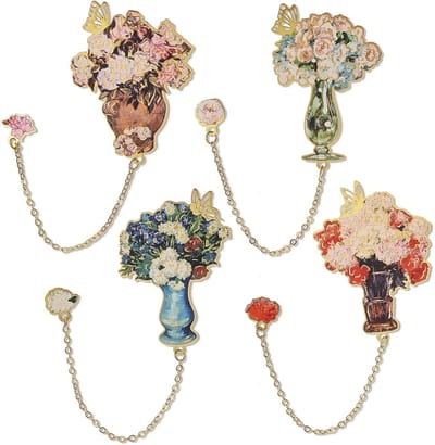 Set van 4 metalen bloemen boekenleggers - Prachtige pagina markers voor boekenliefhebbers, ideale cadeaus voor studenten en docenten, perfect voor leesclubs en als souvenirs