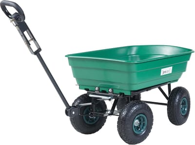 Bolderkar Transportkar - Draaghulp Tuin - Zware Lasten Vervoeren - Kantelfunctie Eenvoudig Lossen - 111x51x50 cm - Groen Zwart