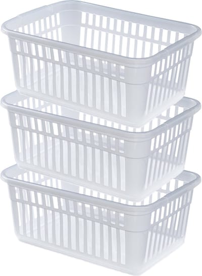 Whitefurze Opbergmand/kastmandjes - 3x - Kunststof - Transparant - 45 x 31 x 18 cm