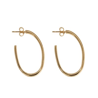 HÕBE –Rosalia Oorbellen–  – 18 Karaat Goud Vergulde Messing – Gerecycled messing –  Oorbellen– Handgemaakte  Sieraad – Accessories – Dames Oorbellen – Hoop