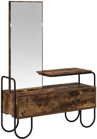 vidaXL - Kaptafel - met - lade - met - plank - Gerookt - eiken - Bewerkt - hout