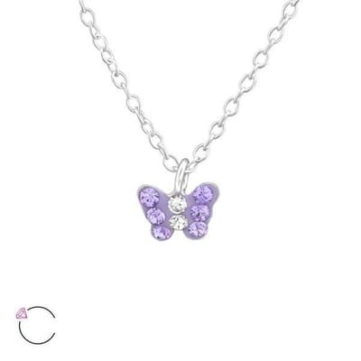 Amanto Kids Ketting Fadia Purple - 925 Zilver E-Coating - Vlinder - 6x5mm - 36+3cm