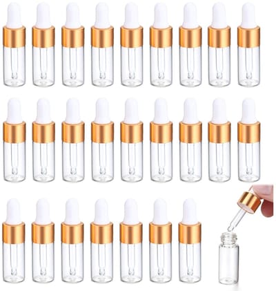Dailygoods- Glazen Flessen 5 ml - Druppelflesje - 25 Stuks - Lege Flessen met Druppelaar - Transparant - Slijtvast Glas - Druppelfles