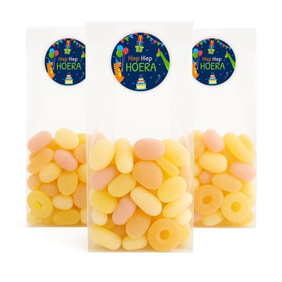 20x Uitdeelzakjes + Dino Blauw Stickers - 80 x 50 x 250mm | Blokbodemzakjes transparant | Plastic Zakjes | Cellofaanzakjes | Uitdeelzakjes transparant | Uitdeelzakjes kinderfeestje | Cadeauzakjes | Inpakzakjes | Traktatie zakjes