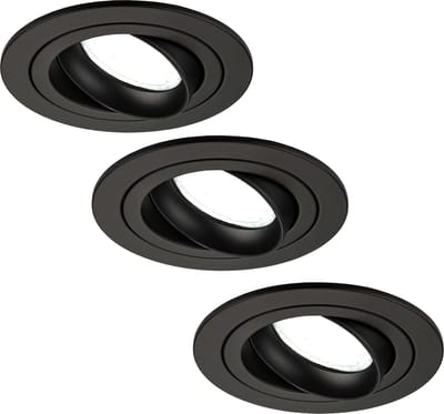 Ledvion - 3X LED Inbouwspot Tokyo - Zwart - Dimbaar - 3W - 6500K - Ø92 mm