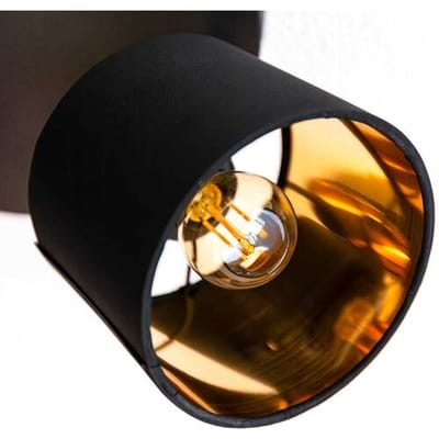 HOFTRONIC - Jimmy LED Plafondspot - Stoffen kap (textiel) – 3 spots - Kantelbaar - Draaibaar - Mat Zwart en Goud - E14 fitting - IP20 - Plafondlamp