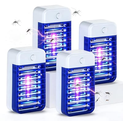 Muggenlamp Insectenverdelger - Elektrische Muggenstekker 4 Stuks - UV-insectenval voor Binnen - voor Slaapkamer, Kantoor, Keuken - Wit - 1 Verpakking
