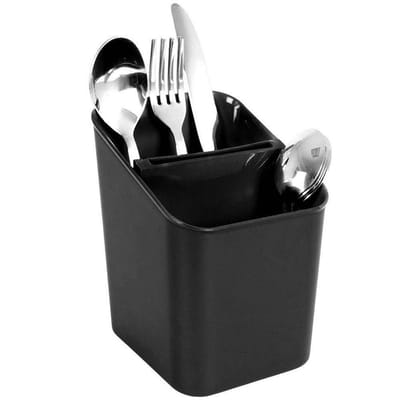 Allecto - Afdruiprek - Bestekorganizer - Compact en Functioneel - Zwart - Keukengerei Organizer - Perfect voor Keuken - 14 x 11 x 16 cm