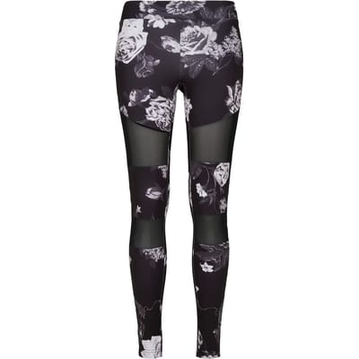 Urban Classics - Tech Mesh AOP Legging - XS - Zwart/Wit