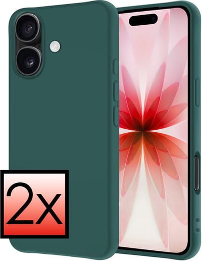Hoesje - 2 Stuks - Geschikt voor Apple iPhone 17 - Sterk & Shockproof - Case Siliconen - Back Cover - Telefoon Hoes - Donkergroen