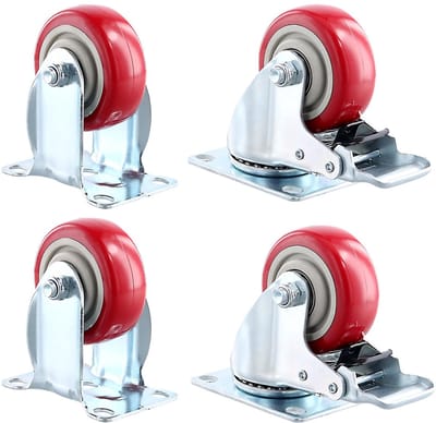Dailygoods- Meubelwielen 75 mm - Zwenkwielen met Rem - Transportwielen - Draagkracht 280 kg - 360 Graden Draaibaar - 4 Stuks