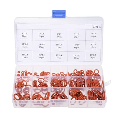 Dailygoody - Siliconen O-Ring Set - Afdichting Kit - Rood - 225 stuks - Temperatuurbestendig - Geschikt voor diverse toepassingen - materiaal