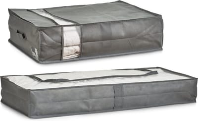 Zeller - Dekbed/kussens opberghoezen grijs - set van 2x - 70 en 103 cm