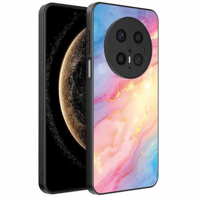 Geschikt voor Huawei Mate 70 Telefoonhoesje met Regenboog Glitter Marmer Opdruk - TPU Backcover Case Rainbow Glitter Marble Design - Smartphonica geschikt voor Huawei Mate 70
