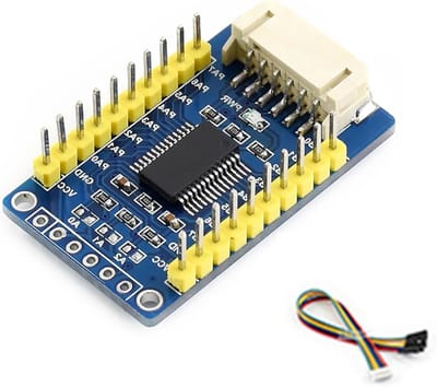 IO-uitbreidingsplaat met I2C-interface voor 16 I/O-pinnen, ondersteunt 8 uitbreidingsplaten, compatibel met 3.3V/5V I2C, ideaal voor Arduino en Raspberry Pi projecten