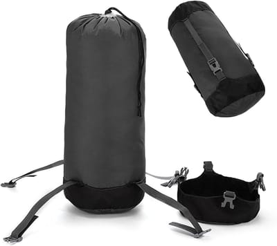 Compressietas Slaapzak - Opbergzak Outdoor - Kamperen Backpacken - Waterafstotend Nylon - Maat M - Zwart