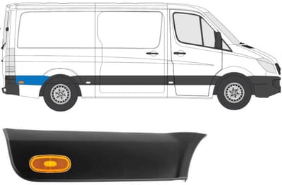 Sierlijst zijlijst achter spatbord met lamp voor Mercedes Sprinter 2006-2018
