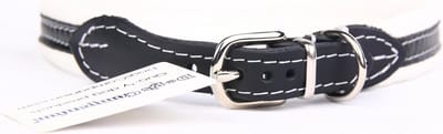 Dog's Companion Leren Halsband - Lengte: 35 cm Verstelbaar van 29-33 cm x 16 mm - soft/duo - Wit