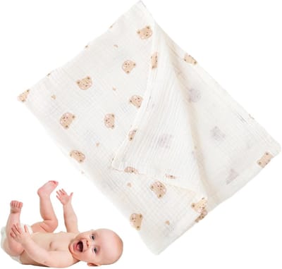 Mousseline deken - Zomer wikkeldoek - Baby comfort - Huidvriendelijk katoen - 80x65 cm - Naturel