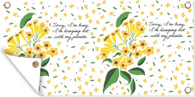 Wanddecoratie buiten Sorry I'm busy I'm hanging out with my plants - Quotes - Spreuken - 160x80 cm - Tuindoek