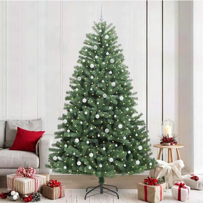 vidaXL - Kunstmatige - Hinged - Kerstboom - Groen - 240 - cm - PVC - en - Metalen