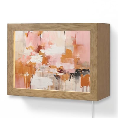 Wandlamp 20x15 cm - Oplaadbaar - Verf - Roze - Oranje - Abstract - Kunst - Wandlampen binnen woonkamer - Slaapkamer lamp met kabel - Decoratieve nachtlamp - Vloerlamp snoer