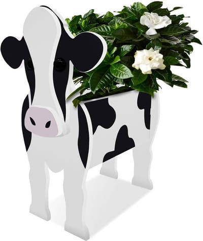 Schattige Koevormige Bloempot voor Buiten, Ideaal voor Vetplanten en Tuin Decoratie, PVC, 195 x 340 x 245 mm
