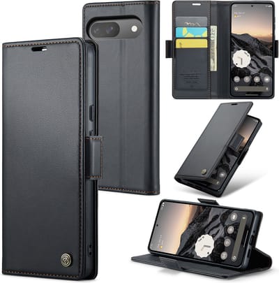 CaseMe Wallet Case met RFID Bescherming en Magneetsluiting voor Google Pixel 9 / 9 Pro / 10 / 10 Pro _ Zwart