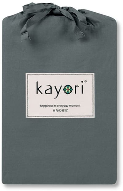 Kayori Kai Splittopper Hoeslaken Katoen - 180x210-220cm - Matrasdikte 12cm - Rondom Elastiek - Antracite