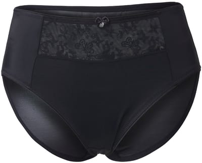Ulla Popken - Dames - Midi-slip inzetstuk met borduursel - Zwart - Maat 50+