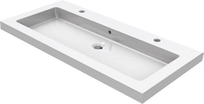 Wiesbaden Kera wastafel enkel met 2 kraangaten 100x46x5 cm keramiek glans wit