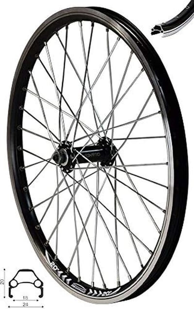 Voorwiel - Loopfiets wiel - Fiets reparatie - Holle kamer velg - 20 inch - Zwart