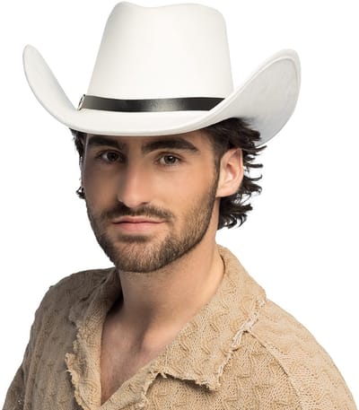 Boland - Hoed cowboy Bronco wit Wit - 59 - Volwassenen - Unisex - Festival - Wild west - Western