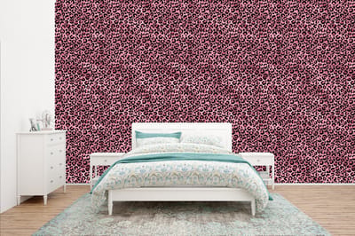 Behang - Fotobehang Panter - Roze - Dierenprint - Patronen - Breedte 400 cm x hoogte 240 cm