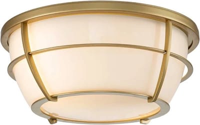 Quoizel LED Plafond Badkamerlamp Chance | 2X E27 Max 60W | IP44 | Dimbaar | Painted Natural Brass