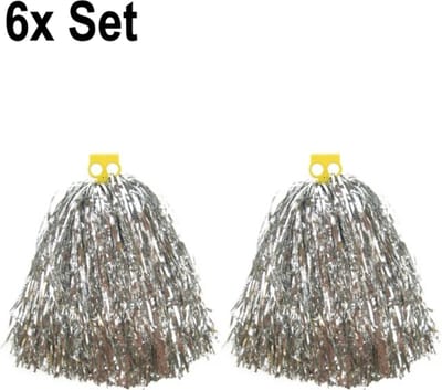 6x Cheerball ringgreep set Zilver - Themaparty - Themafeest sport festival fun party thema feest