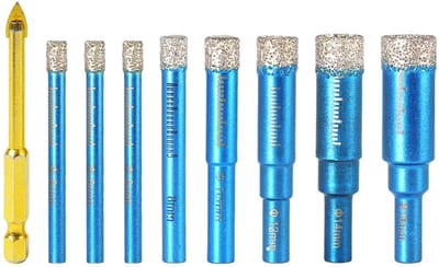 JHUBERS- Diamantboor Set 9 Stuks - Diamantboor 6mm/8mm/10mm/12mm/14mm/16mm - Keramische Tegelboor - Glasboor - Duurzaam Metaal - Multifunctioneel Ontwerp - Boorbits
