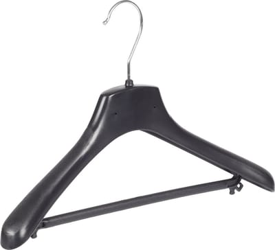 De Kledinghanger Gigant - Mantelhanger - Kostuumhanger - Jassenhanger - Kinderen - FR34 - 50 Stuks - Kunststof - Zwart - Gebogen Model - Schouderverbreding 3,3 cm - Broeklat - 34 cm - Kinderhanger - Kledinghanger - Kleerhanger - FR-Serie