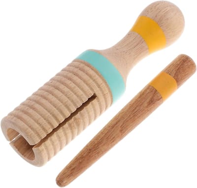 Houten Guiro Instrument - Percussie Hamer - Muziek Leren - Educatief Hulpmiddel - 14 cm - Beige