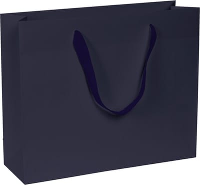 Papieren Tassen Donkerblauw - 24+10x20 cm - A5 liggend - Luxe lintjes - Blauw - Luxe Cadeautasjes - 20 Stuks